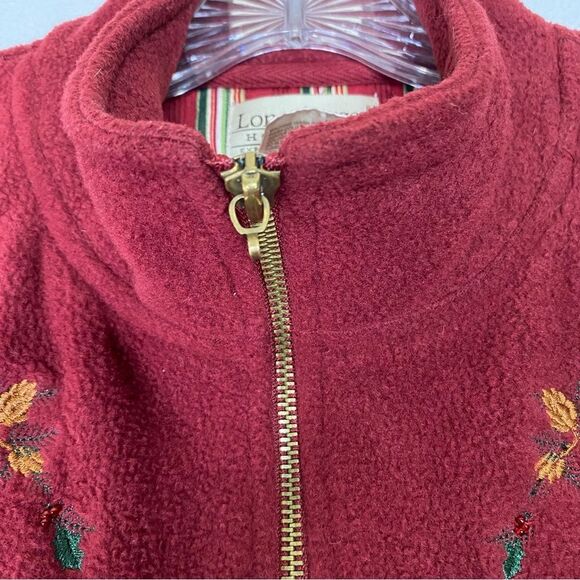 Longaberger Vintage 80s Red Fleece Zip Up Embroidered Basket Sleeveless Vest L - Picture 4 of 9